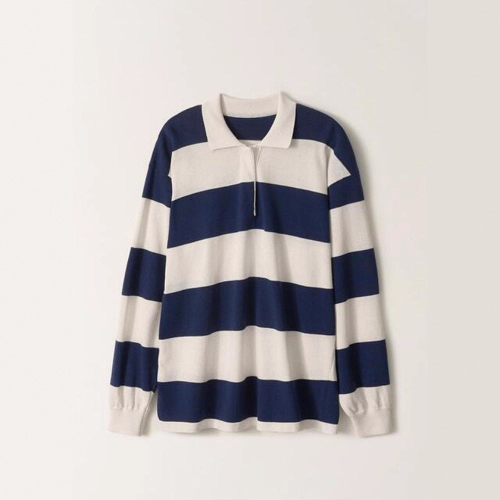 Polo décontracté pour femmes avec design rayé et manches longues Chic & Stil