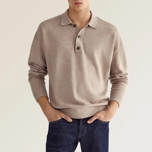 Elegant polo for men in breathable cotton blend with button placket Lune London