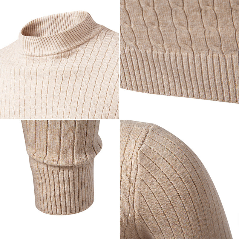 Men's turtleneck sweater with textured cable design Lune London