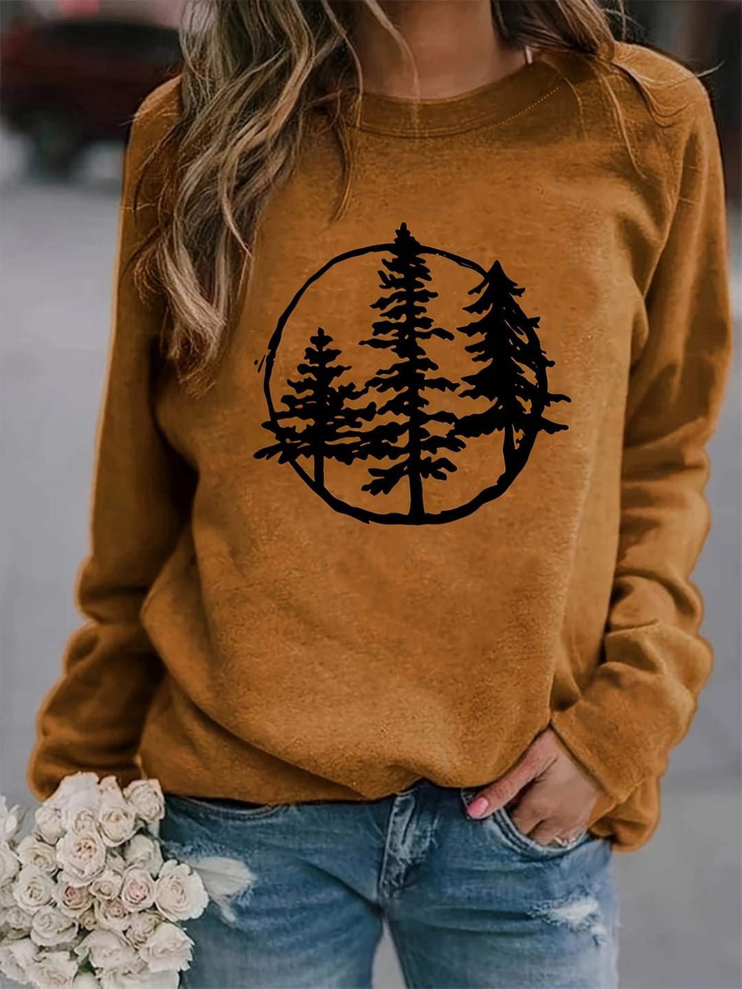 Sweatshirt femme avec motif nature cool et coupe décontractée Chic & Stil