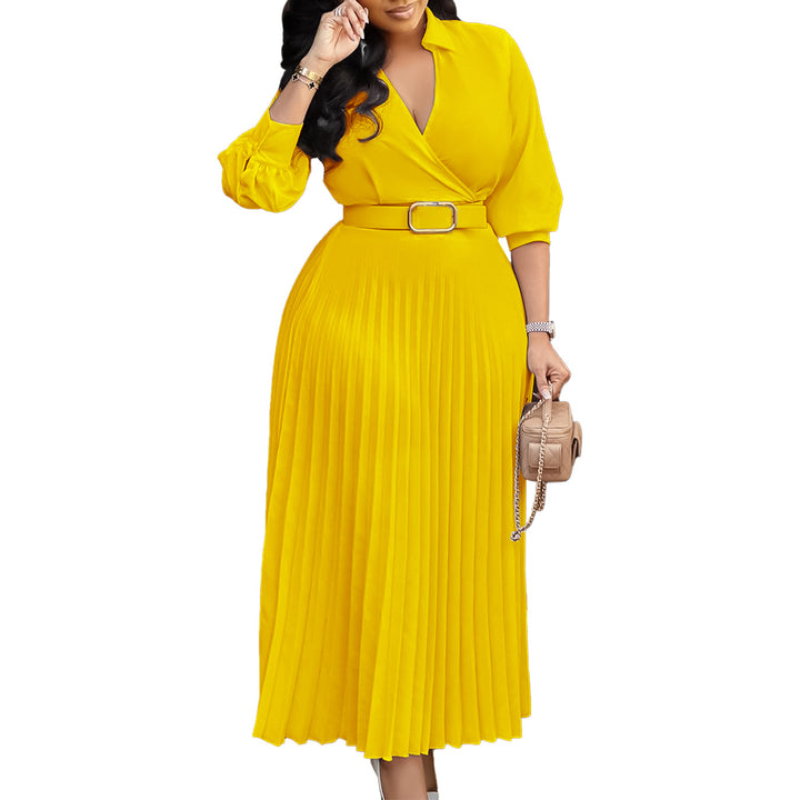 Pleated shirt dress for women with a belted waist and long sleeves Lune London