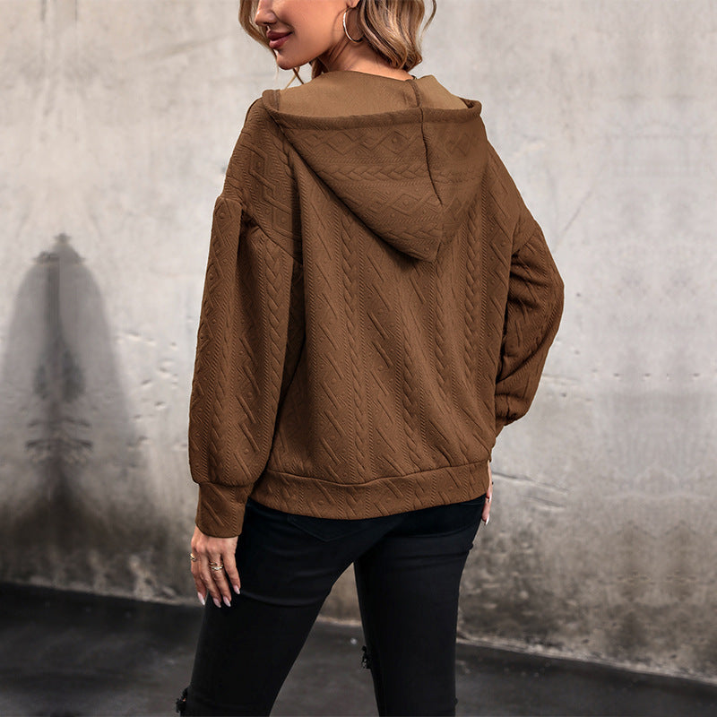 Women's sweater with hood and textured design Lune London