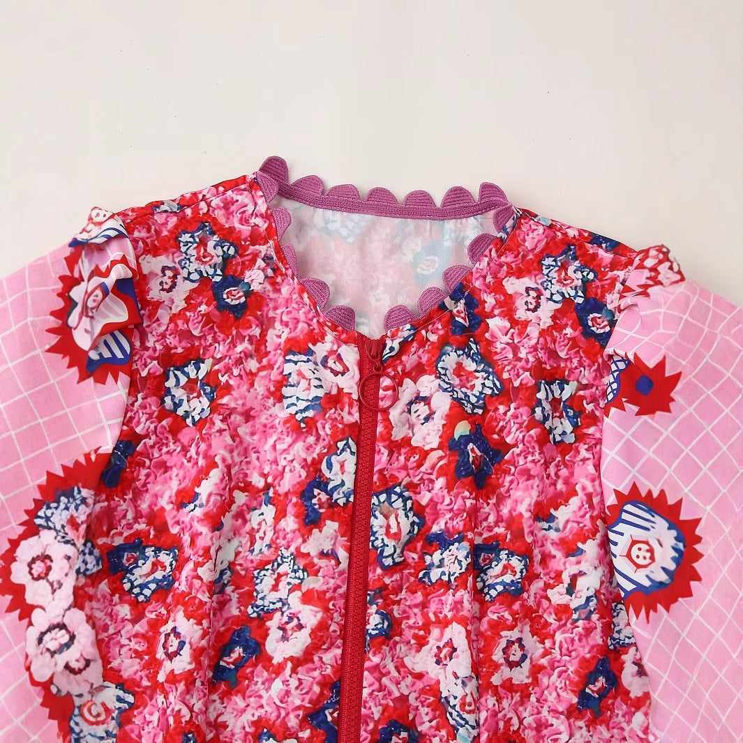 Maxi dress for women with a floral design and refined ruffle details Lune London