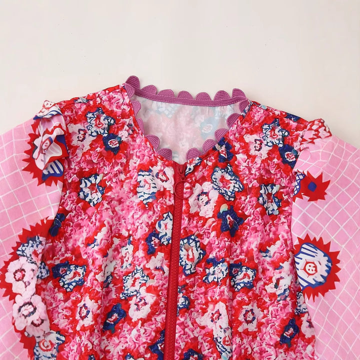 Maxi dress for women with a floral design and refined ruffle details Lune London