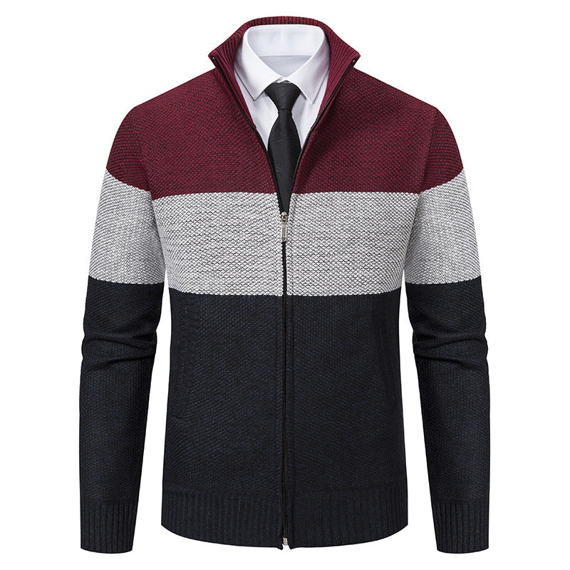 Trendy knit jacket for men with stand-up collar and modern zipper Lune London
