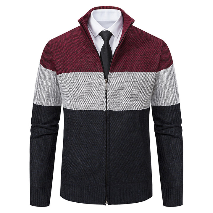 Trendy knit jacket for men with stand-up collar and modern zipper Lune London