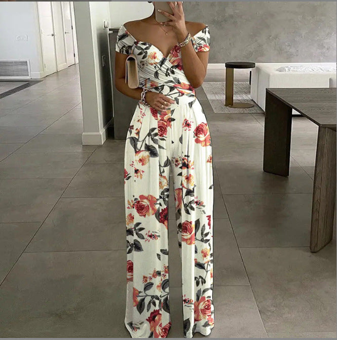 Ladies Off-Shoulder Floral Jumpsuit Lune London