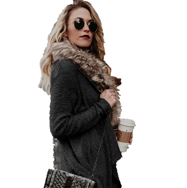 Ladies warm knit vest with removable faux fur collar Lune London