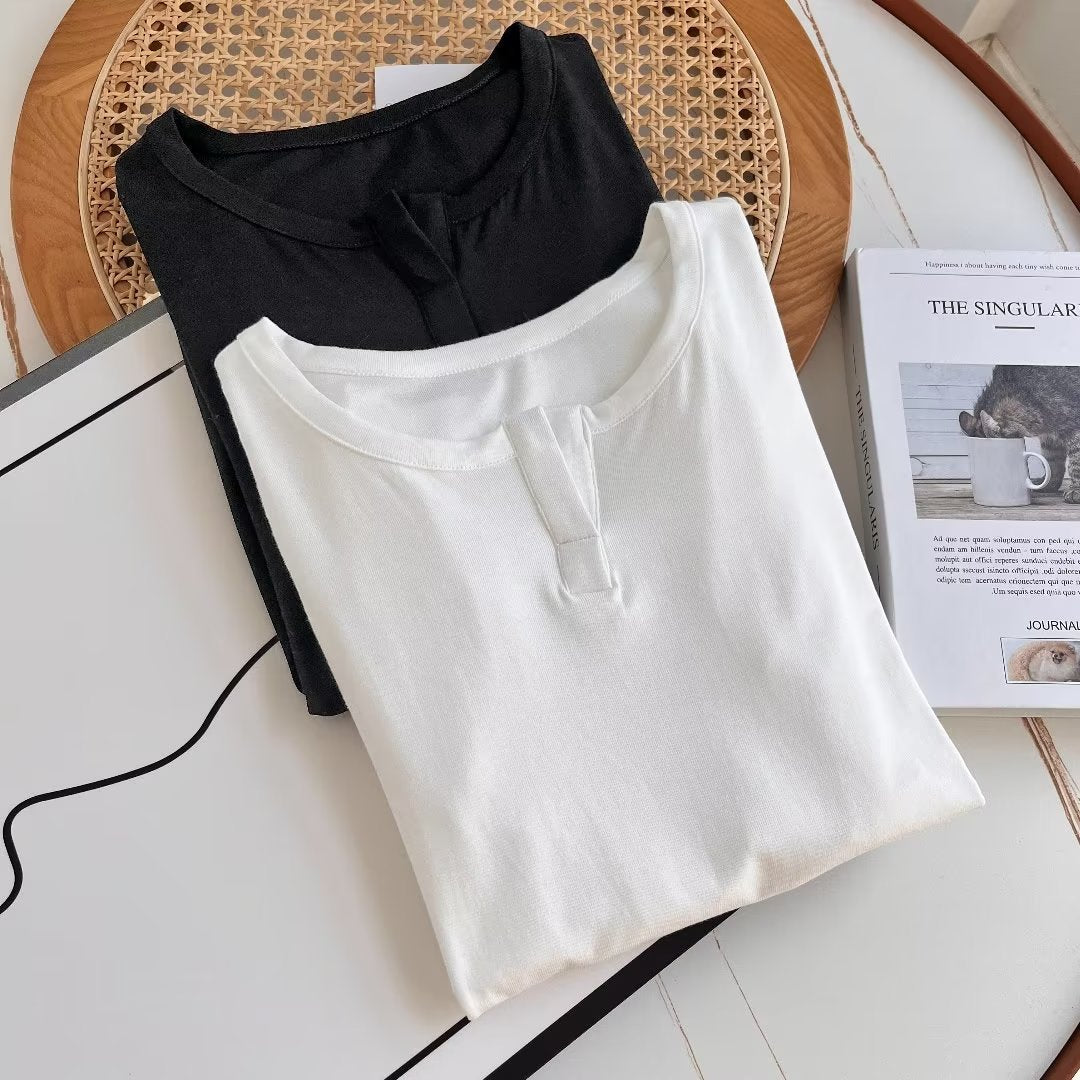 Haut décontracté à manches longues pour femmes avec patte de boutonnage Chic & Stil