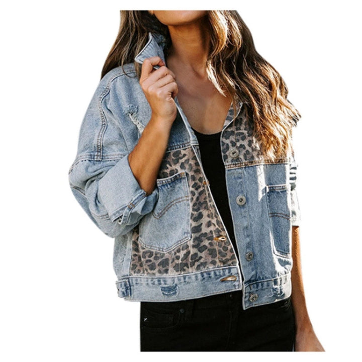 Dames veste en jean tendance avec motif animal Chic & Stil