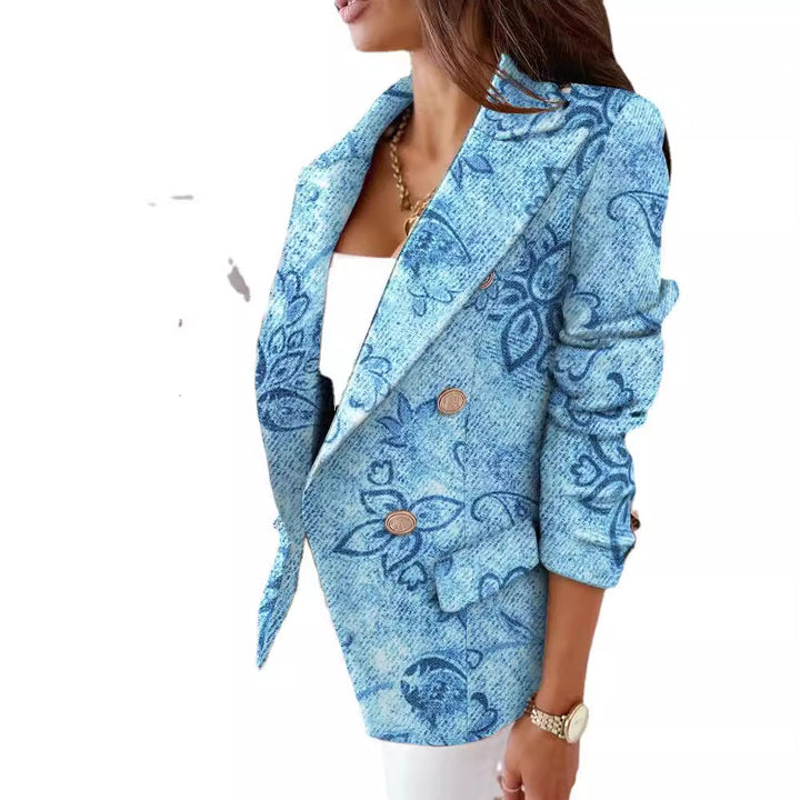 Women's stylish blazer with zebra pattern and double row of buttons Lune London