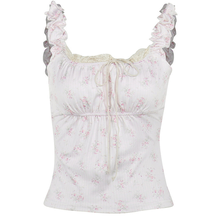 Ladies nightdress with delicate lace decoration and playful ruffle elements