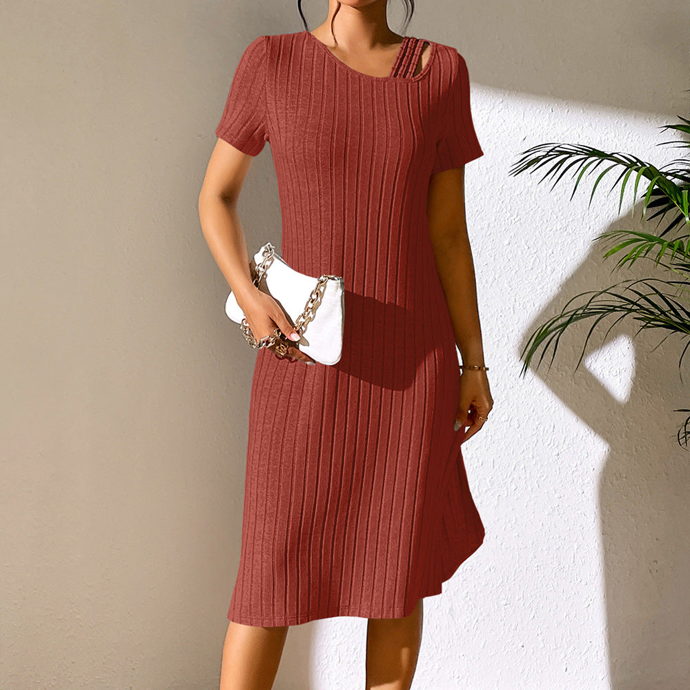 Knit dress for women with trendy neckline and elastic material Lune London