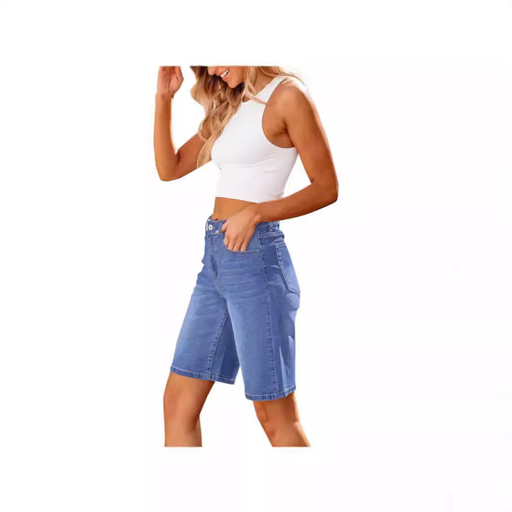 Women's denim shorts with casual cut and casual details Lune London