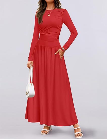 Maxi dress for women with long sleeves and practical pocket design Lune London