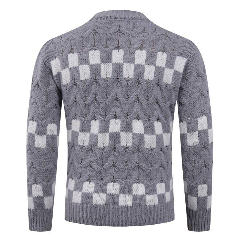 Knitted sweater for men with creative geometric patterns and a high collar Lune London