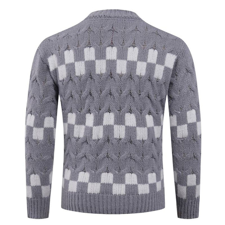 Knitted sweater for men with creative geometric patterns and a high collar Lune London