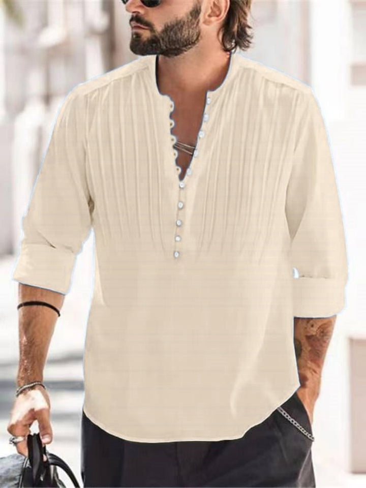 Man Elegant Buttoned Pleated Shirt Lune London