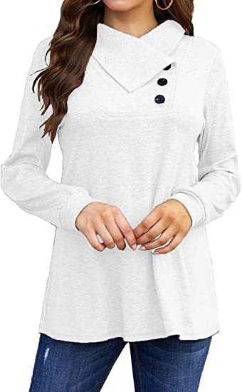 Woman Casual top with asymmetric collar and button detail Lune London