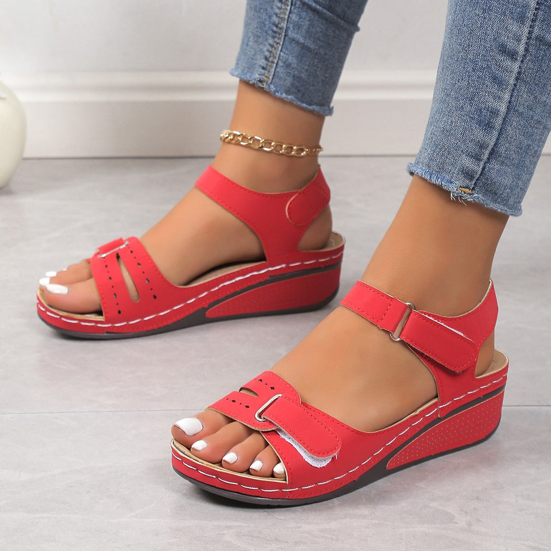 Ladies Adjustable Wedge Sandals Comfortable Lune London