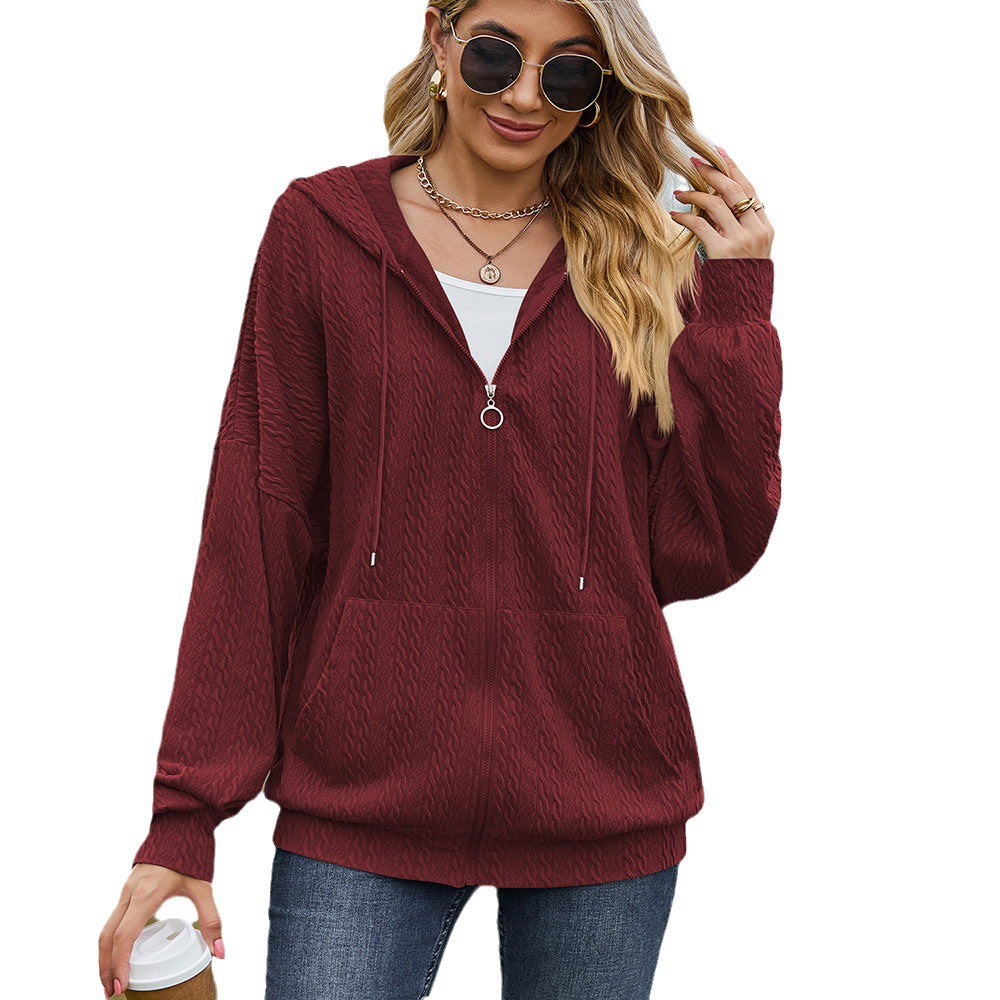 Ladies Oversized Hoodie with Textured Pattern and Practical Pockets Lune London