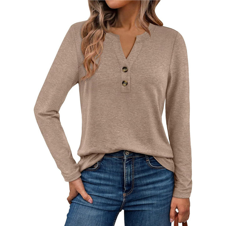 Long sleeve women's t-shirt with button details Lune London