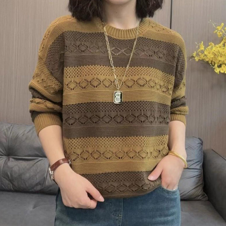 Pull en tricot pour femmes avec un motif ajouré à la mode et une coupe décontractée Lune London