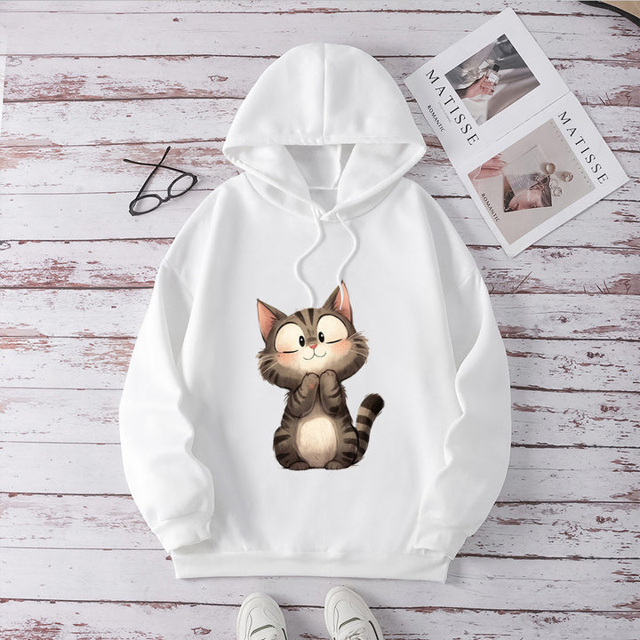 Women's Hoodie with Cute Cat Motif Chic & Stil
