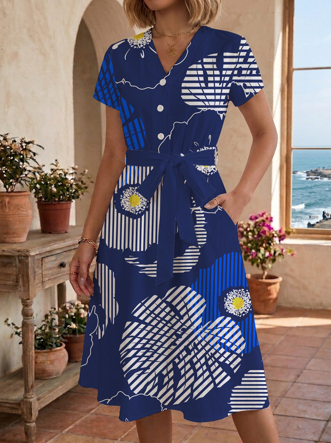 Women’s midi dress with floral design and comfortable fit Lune London