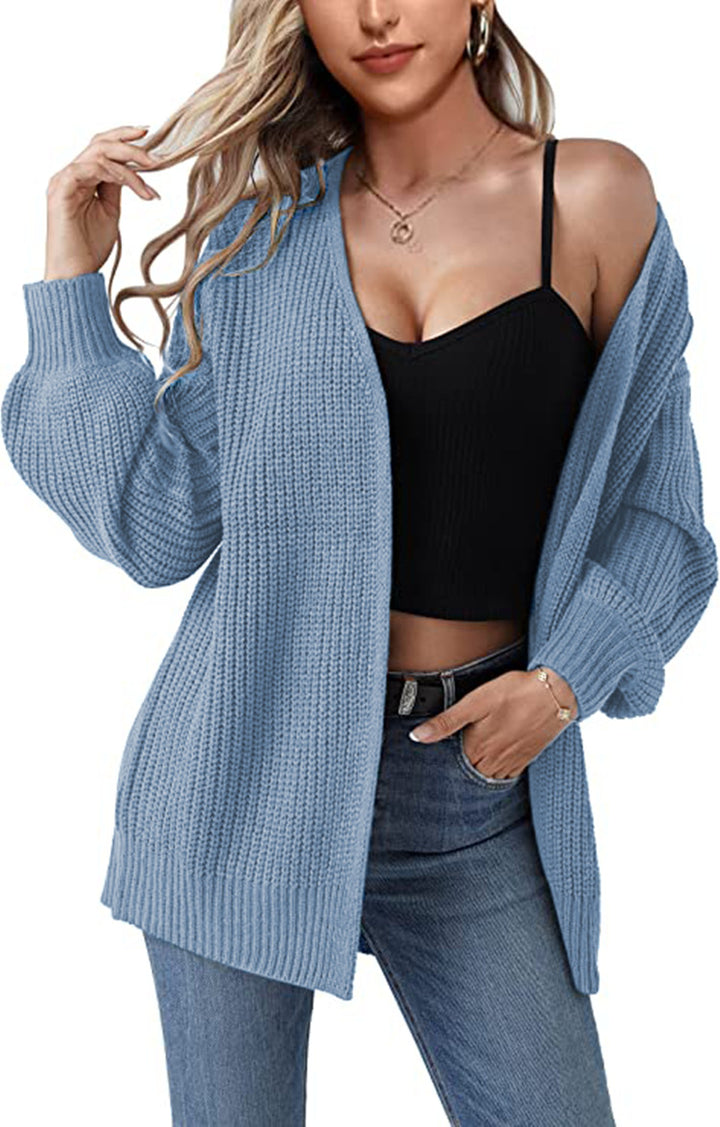 Ladies chunky knit cardigan with relaxed fit and open sleeves Lune London