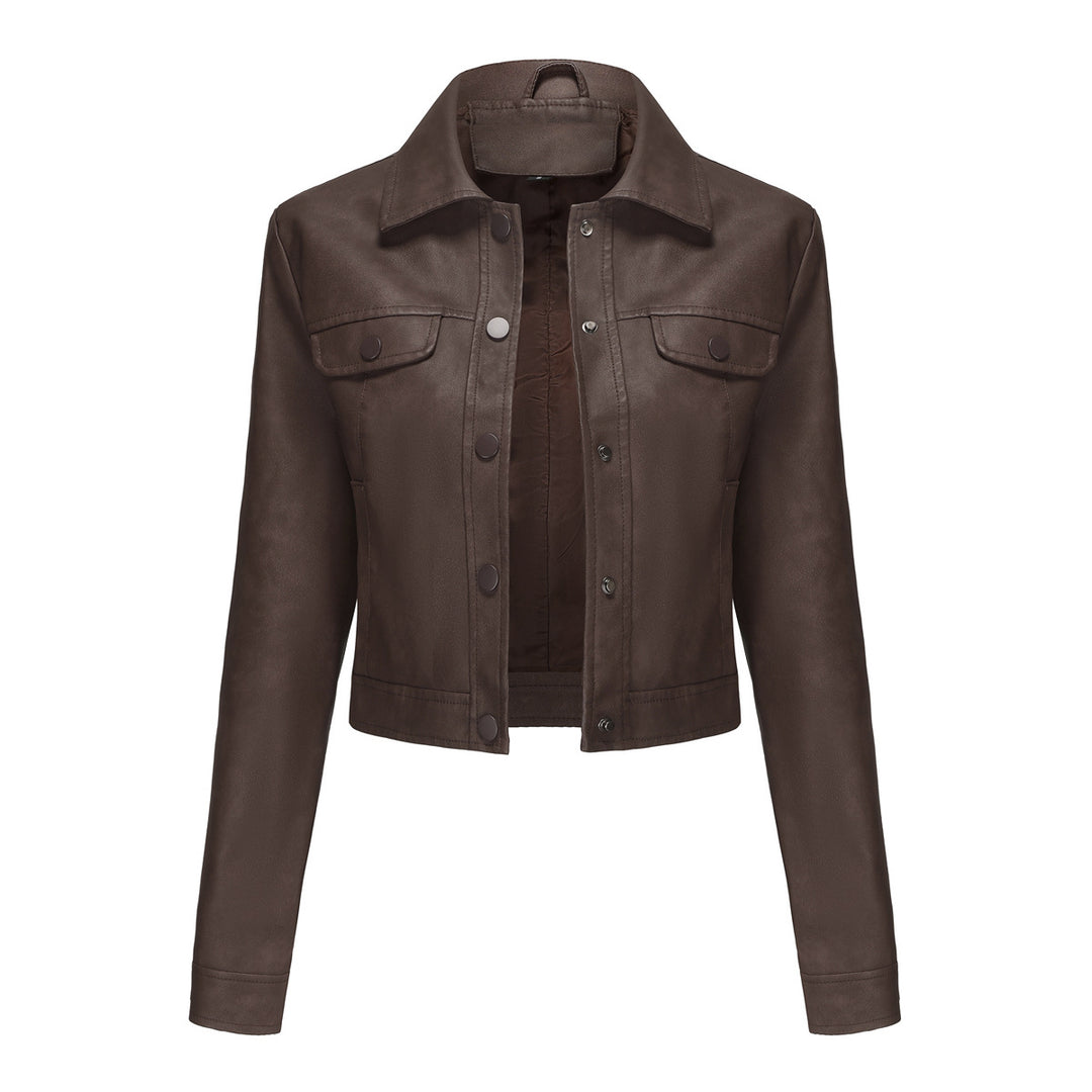 Chic and style short leather jacket for ladies
