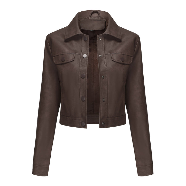 Chic and style short leather jacket for ladies