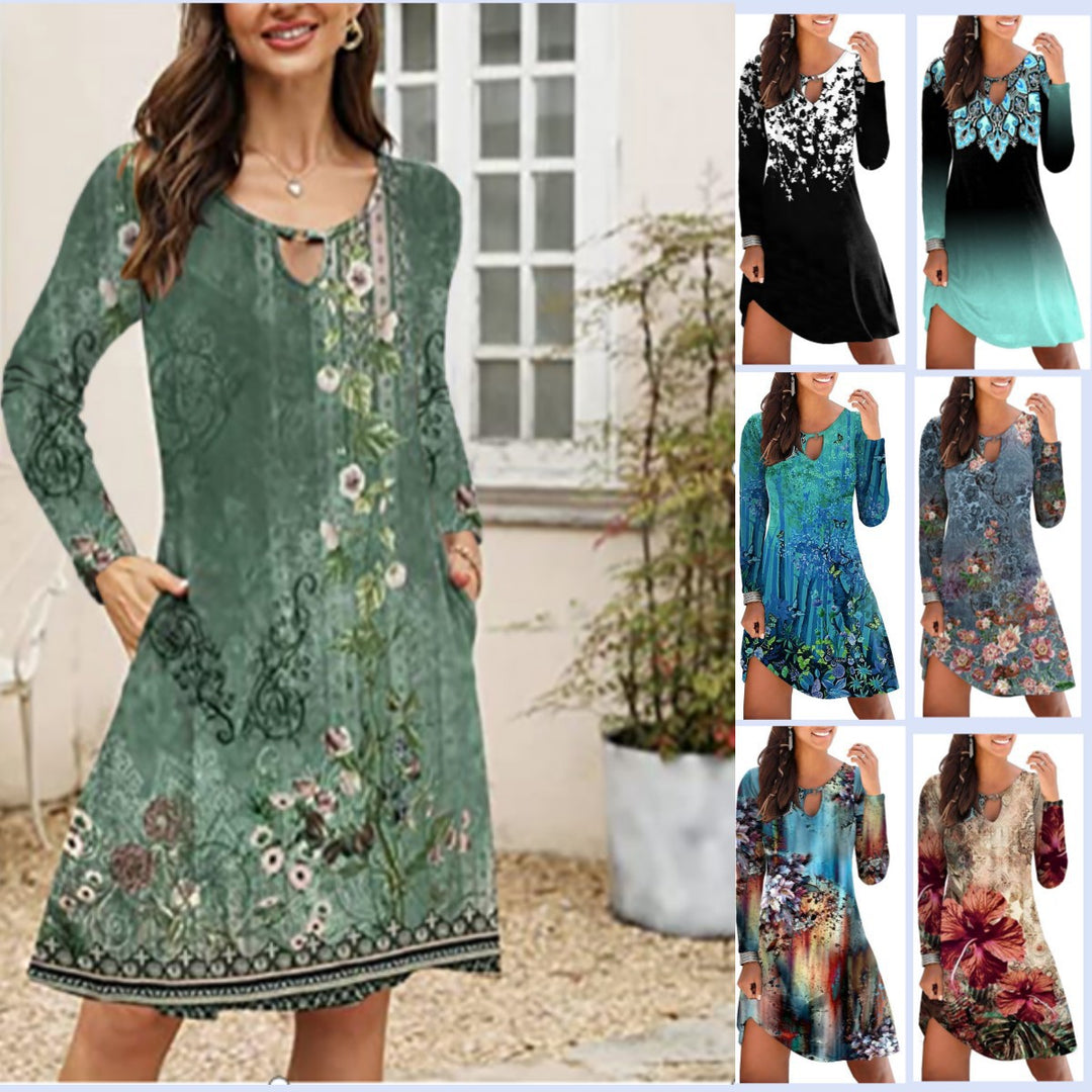 Casual summer dress for women with floral accents and V-neck Lune London