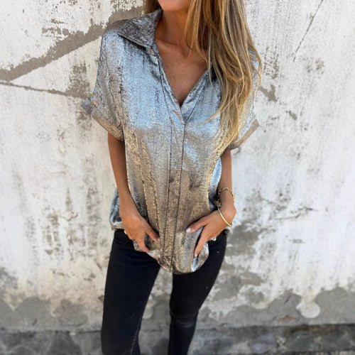 Ladies Elegant Satin Blouse with Shiny Finish and Chic Casual Cut