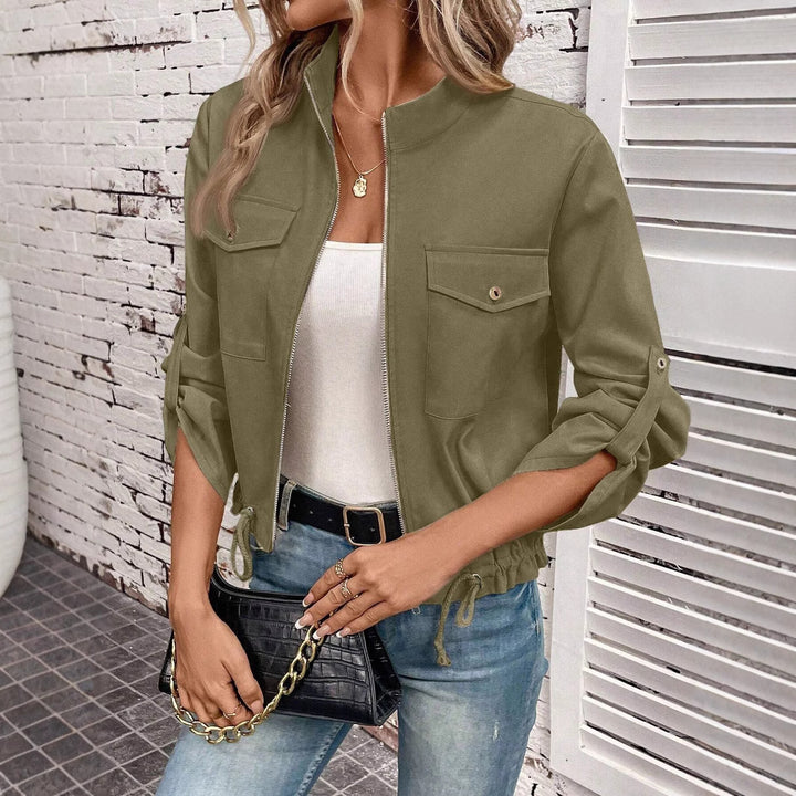 Fashion women's jacket with structured pattern and practical details Lune London