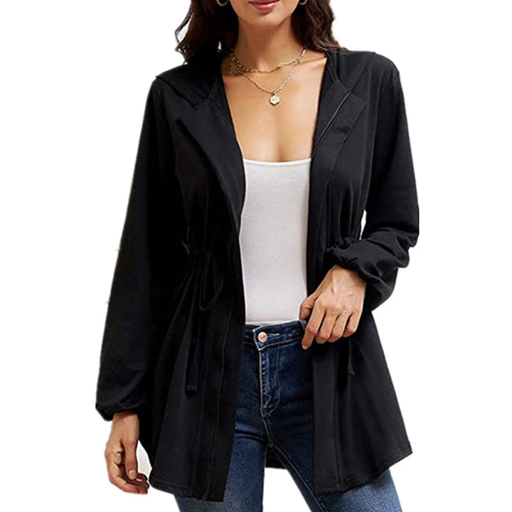 Casual oversized shirt jacket for women with hood and drawstring Lune London