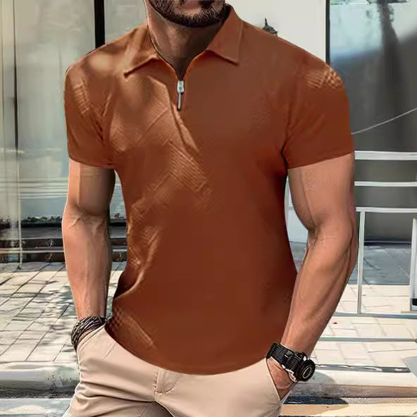 Modern men's polo shirt with trendy zip closure Lune London