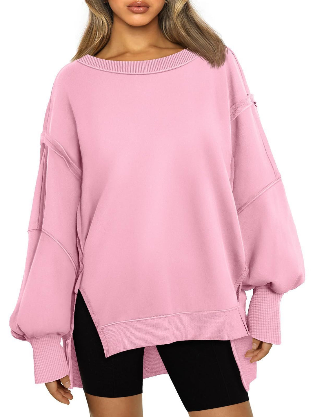 Oversized casual sweatshirt for women with wide collar and side openings Lune London