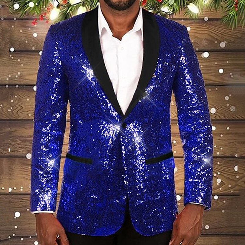 Men's Glittering Sequin Blazer with Black Lapel Lune London