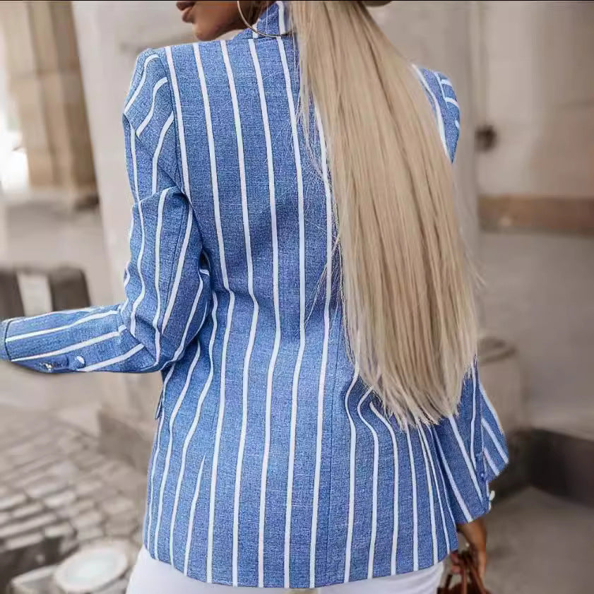 Ladies Elegant Striped Jacket with Fitted Cut and Long Sleeves Lune London