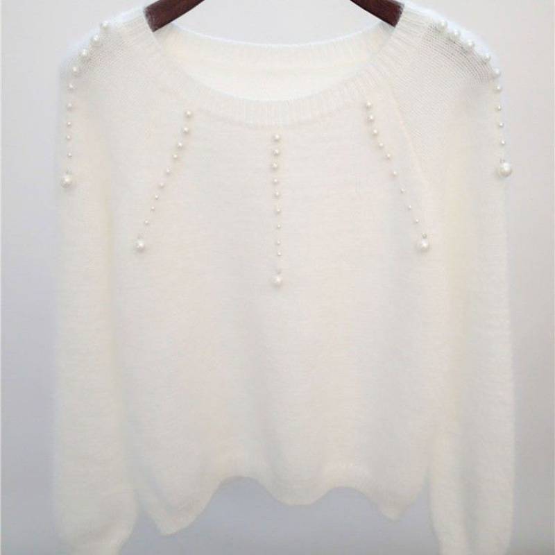 Pull femme élégant avec des accents de perles élégants Lune London