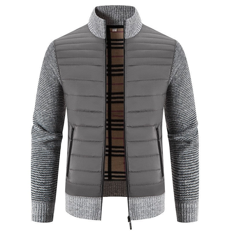 Quilted jacket for men with modern knit sleeves and a high collar Lune London
