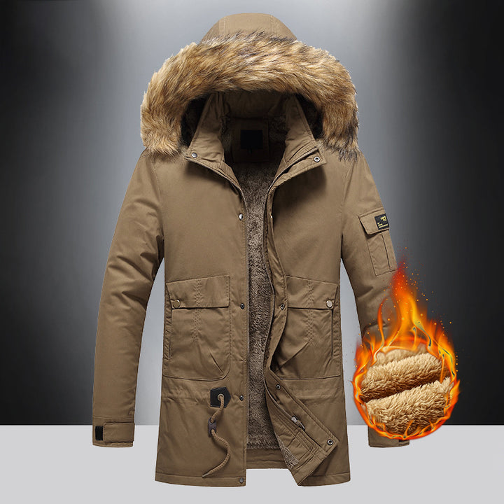 Warm winter parka for men with removable faux fur collar Lune London