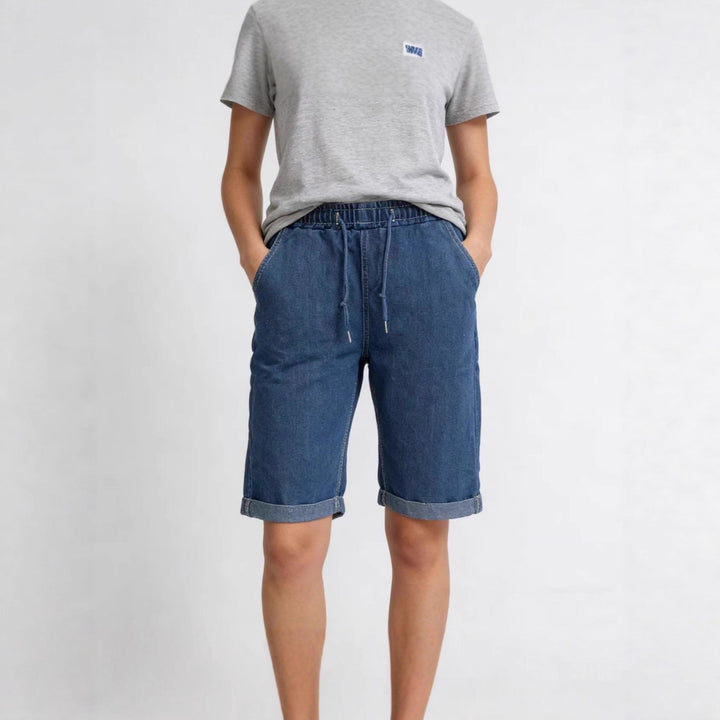 Women's denim shorts with elastic waistband and practical pockets Lune London