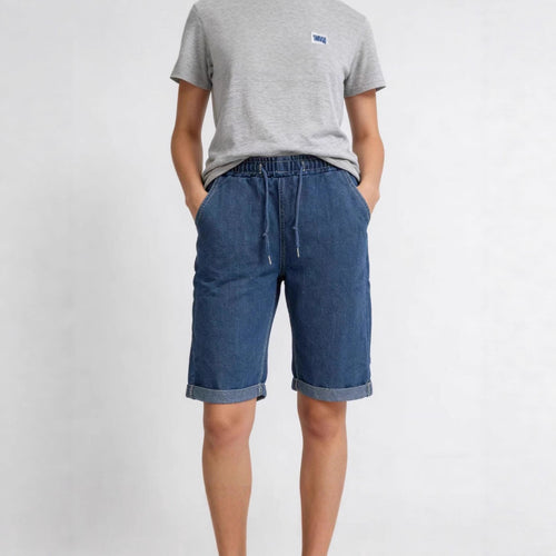 Women's denim shorts with elastic waistband and practical pockets Lune London