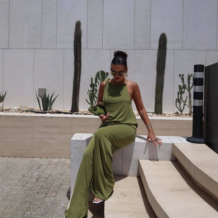 Wide palazzo pants for women with elastic waistband and flowy cut Lune London
