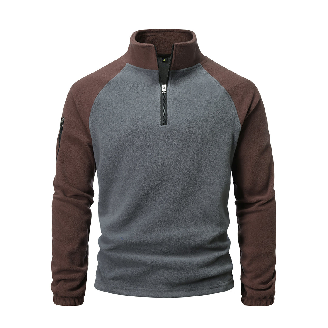 Men's fleece pullover with half-zip and practical pocket design Lune London