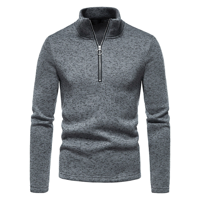 Fleece pullover for men with high collar and innovative zipper Lune London