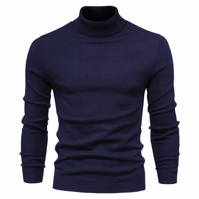 Knit sweater for men with high collar and fine rib pattern Lune London