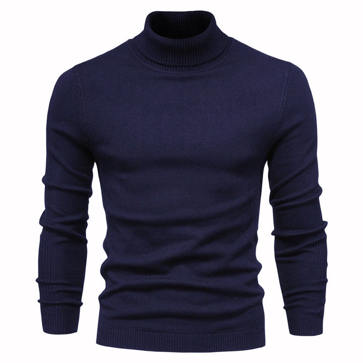 Knit sweater for men with high collar and fine rib pattern Lune London